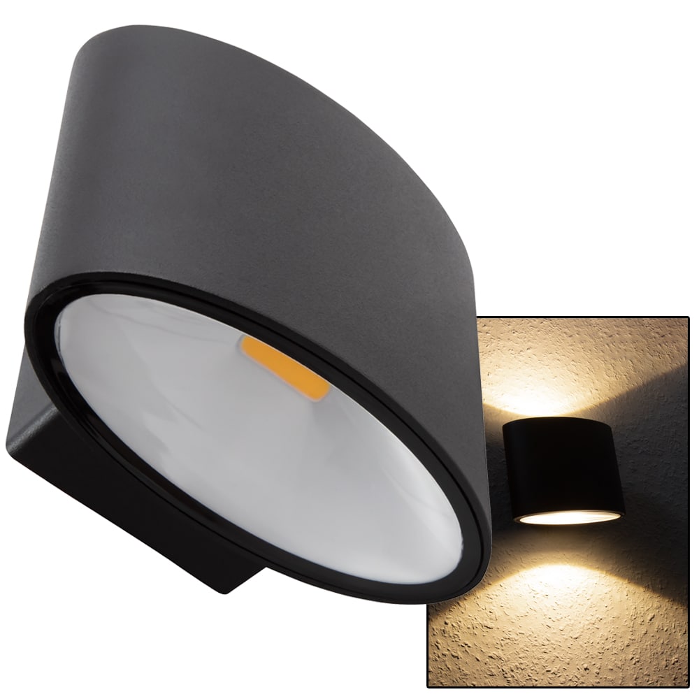 Deco WL-25 Aluminium wandlamp in het zwart – Voor binnen of buiten – 2x5W Up/Down verlichting – 600lm – 3000K – IP44