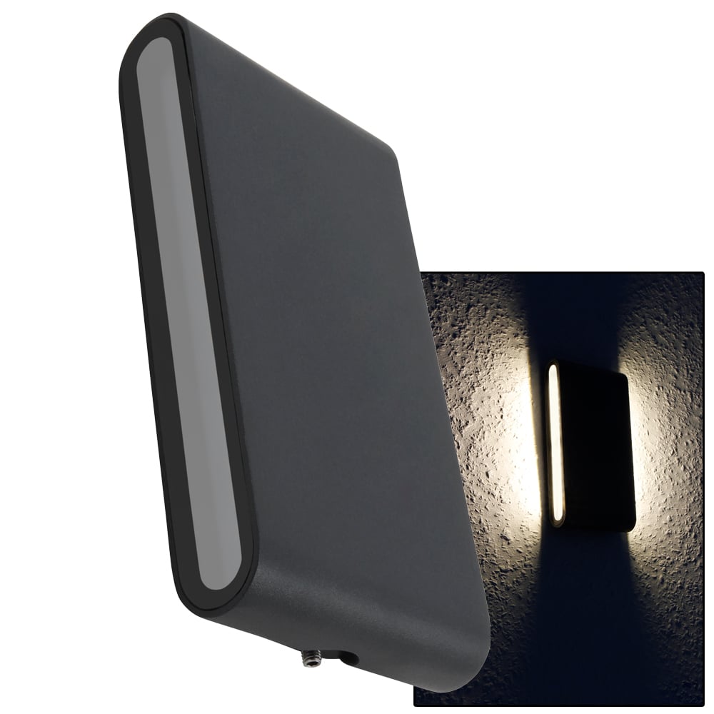 Deco WL-26 Aluminium wandlamp – Zwart – Voor binnen of buiten – 2x6W strijklicht – 550lm – 3000K – IP54